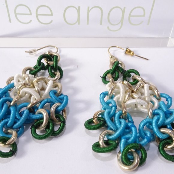 Lee Angel Neiman Marcus mesh Link Chandelier color block French Hook NWT 150 dus - Picture 1 of 15